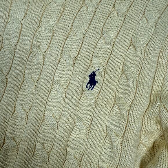 Polo Ralph Lauren Sweater Mens Size XL Yellow Cable Knit Fisherman Chunky Jumper - Picture 2 of 7